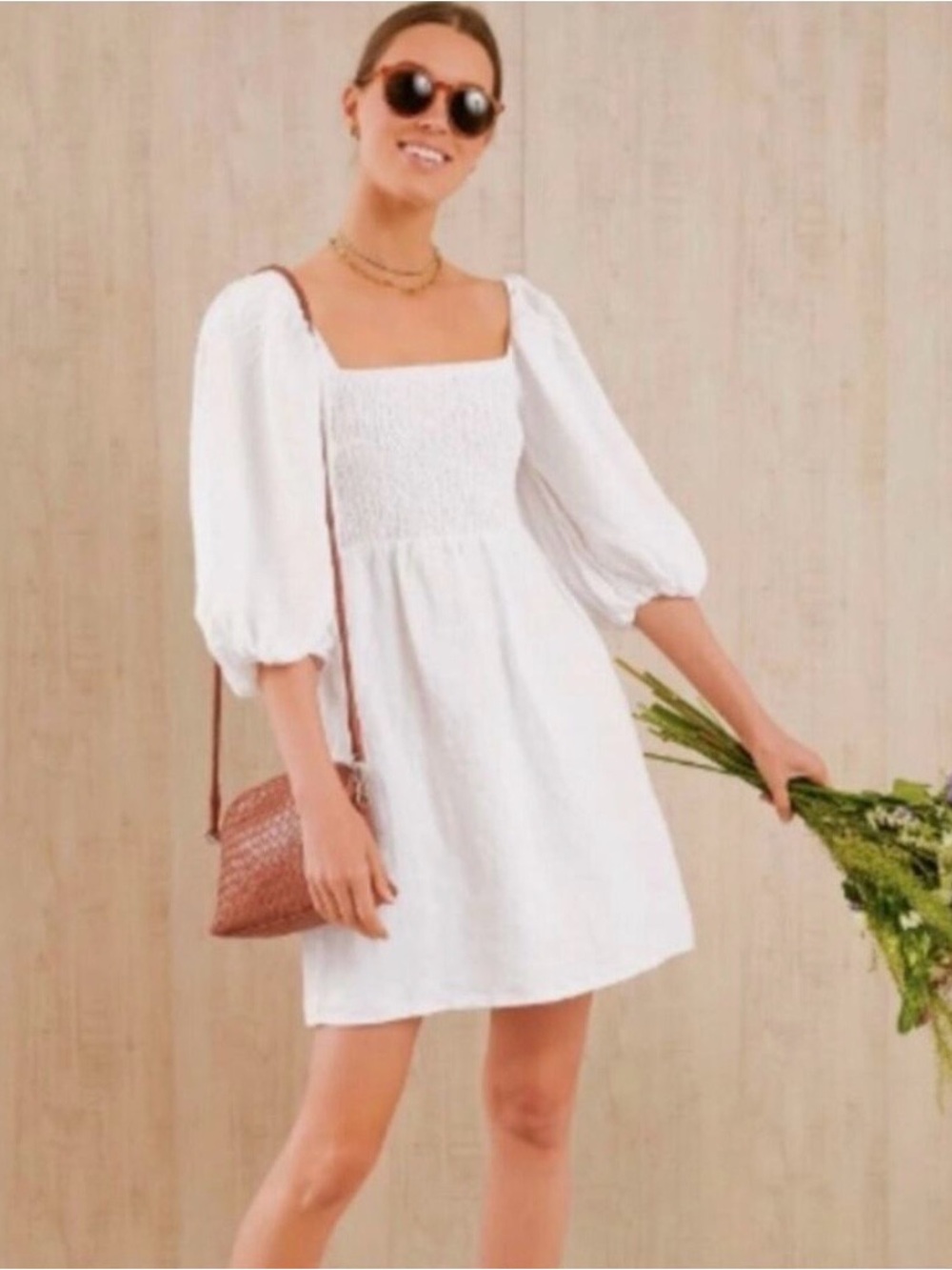 Tuckernuck White Square-Neck Puff Sleeve Mini